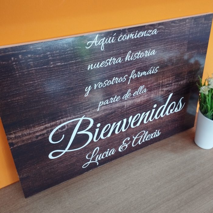 Cartel bienvenidos a nuestra boda