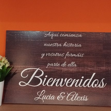 Cartel bienvenidos a nuestra boda