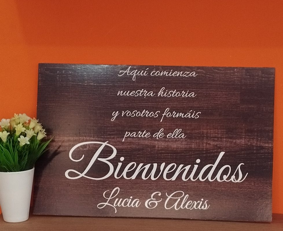 Cartel bienvenidos a nuestra boda